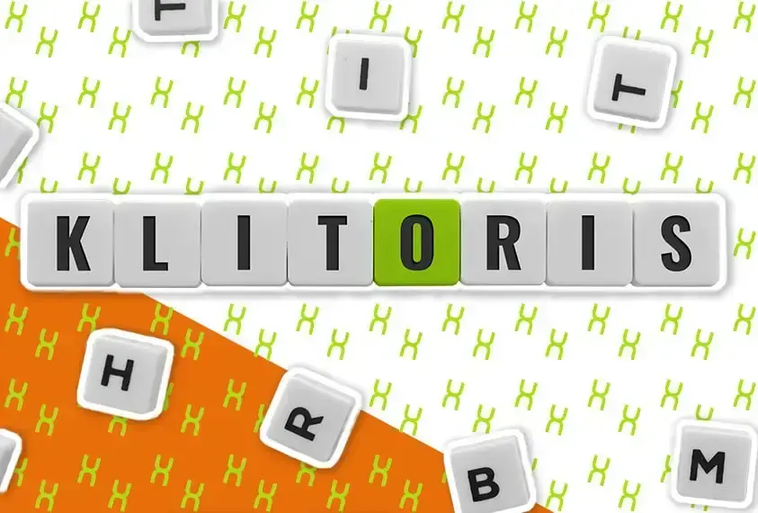 Illustration: Wort &sbquo;Klitoris&lsquo; als Tastatur-Kacheln