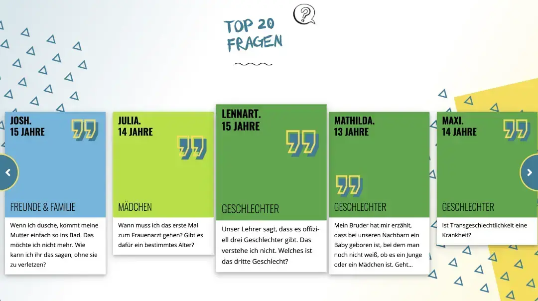 Screenshot: Ansicht Top 20 Fragen
