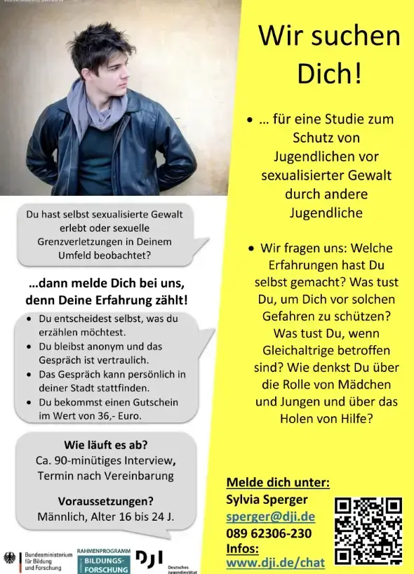 Abbildung Flyer "Wir suchen Dich!" &ndash; Aufruf zur Studienteilnahme