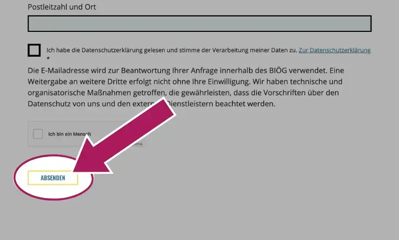 Ansicht Formular R&uuml;ckmeldung zur Barrierefreiheit &ndash; Absenden