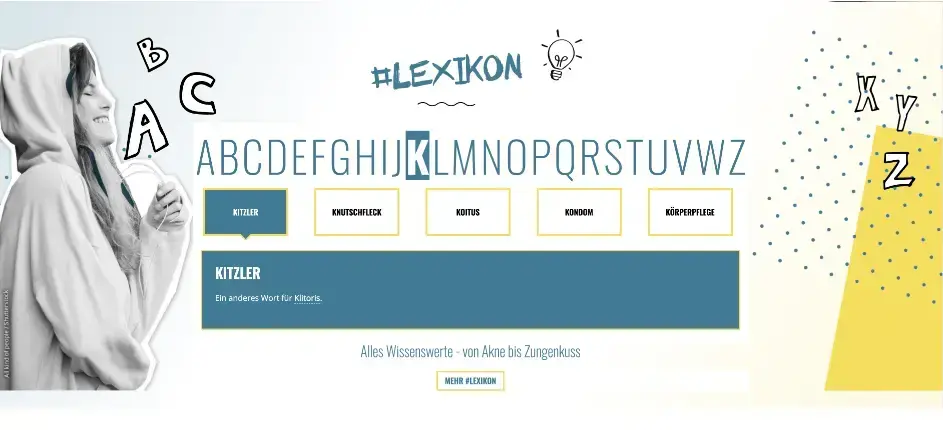 Screenshot: Lexikonteaser auf der Startseite