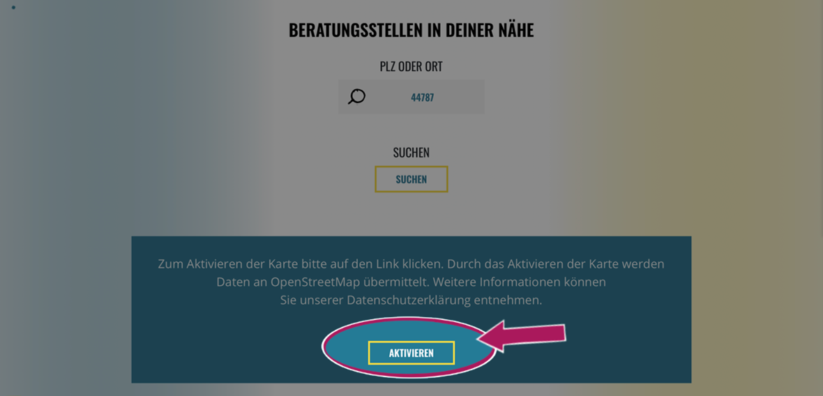 Beratungstelle Karten aktivieren