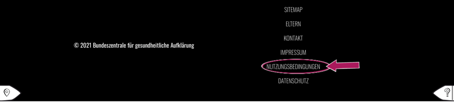 Footer Nutzungsbedingungen