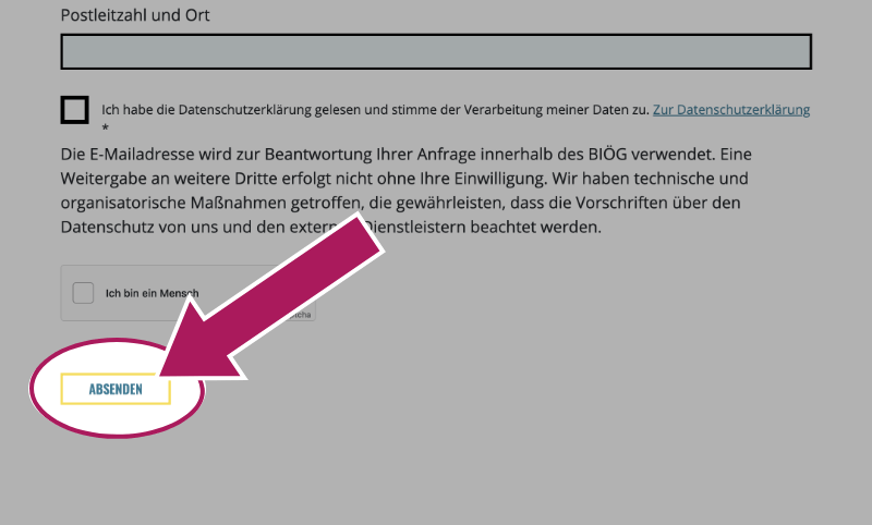 Ansicht Formular Rückmeldung zur Barrierefreiheit – Absenden