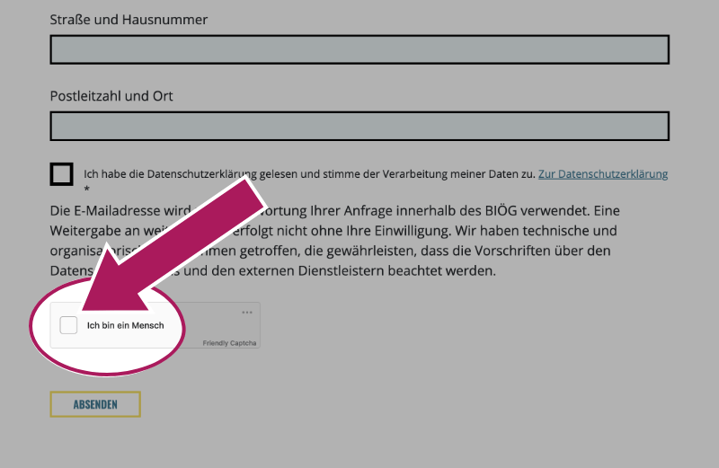 Ansicht Formular Rückmeldung zur Barrierefreiheit – Ich bin ein Mensch