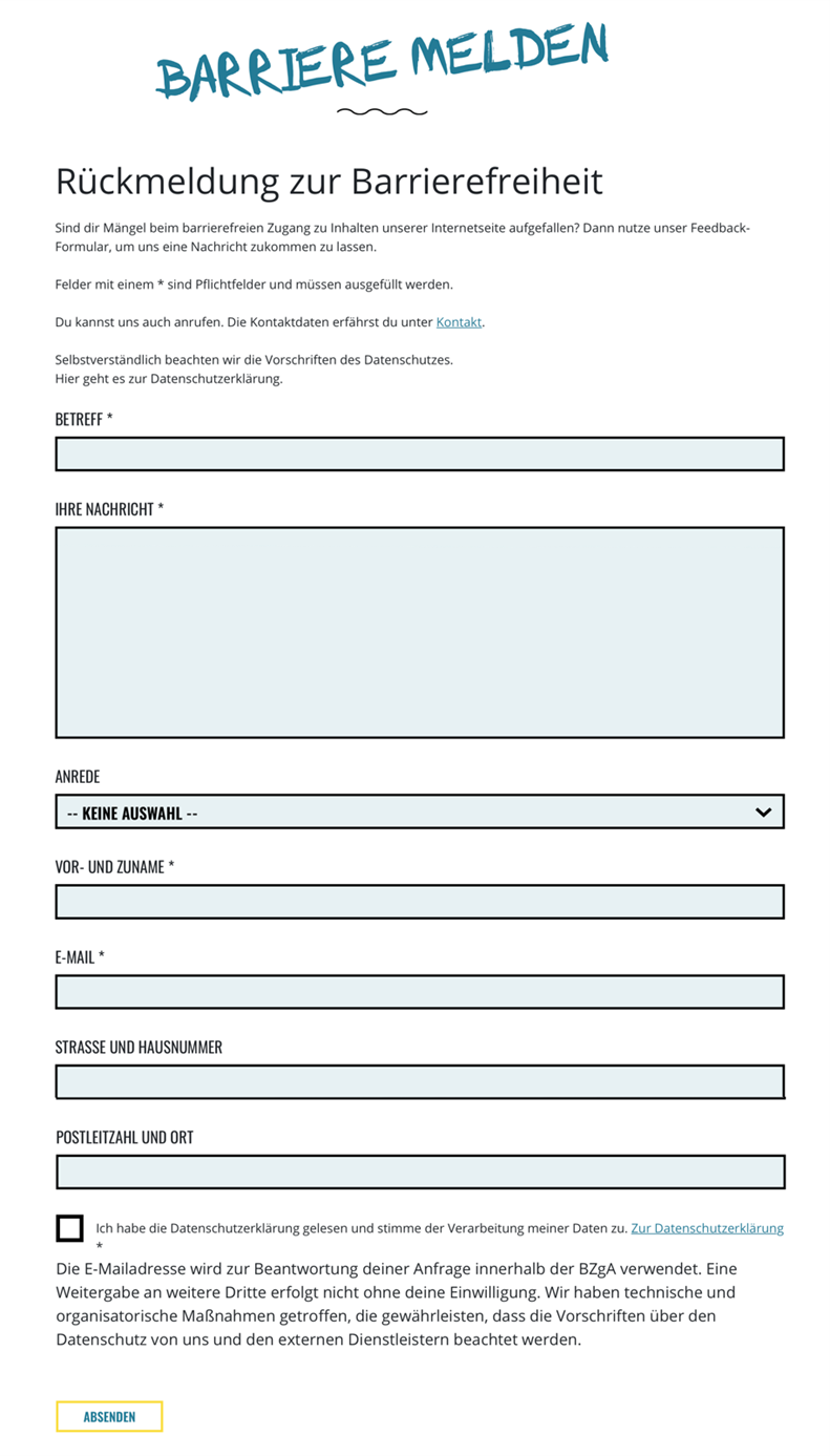 Formular Rueckmeldung zur Barrierefreiheit