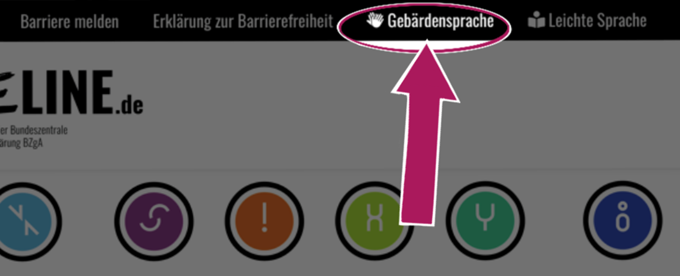 Gebaerdensprache in Navigation umkreist