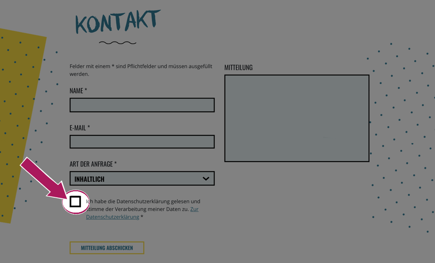 Kontakt Formular Datenschutz