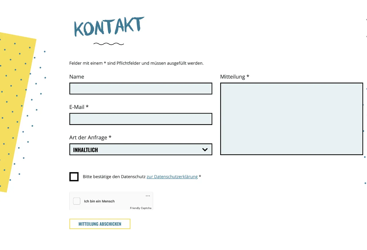 Screenshot: Kontaktformular