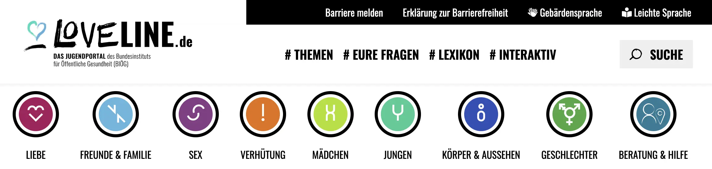 Screenshot der Navigation in der Ansicht auf dem Computer