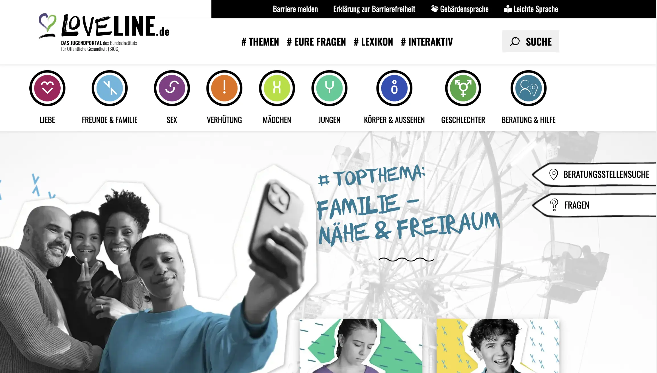 Screenshot der Startseite auf dem Computer