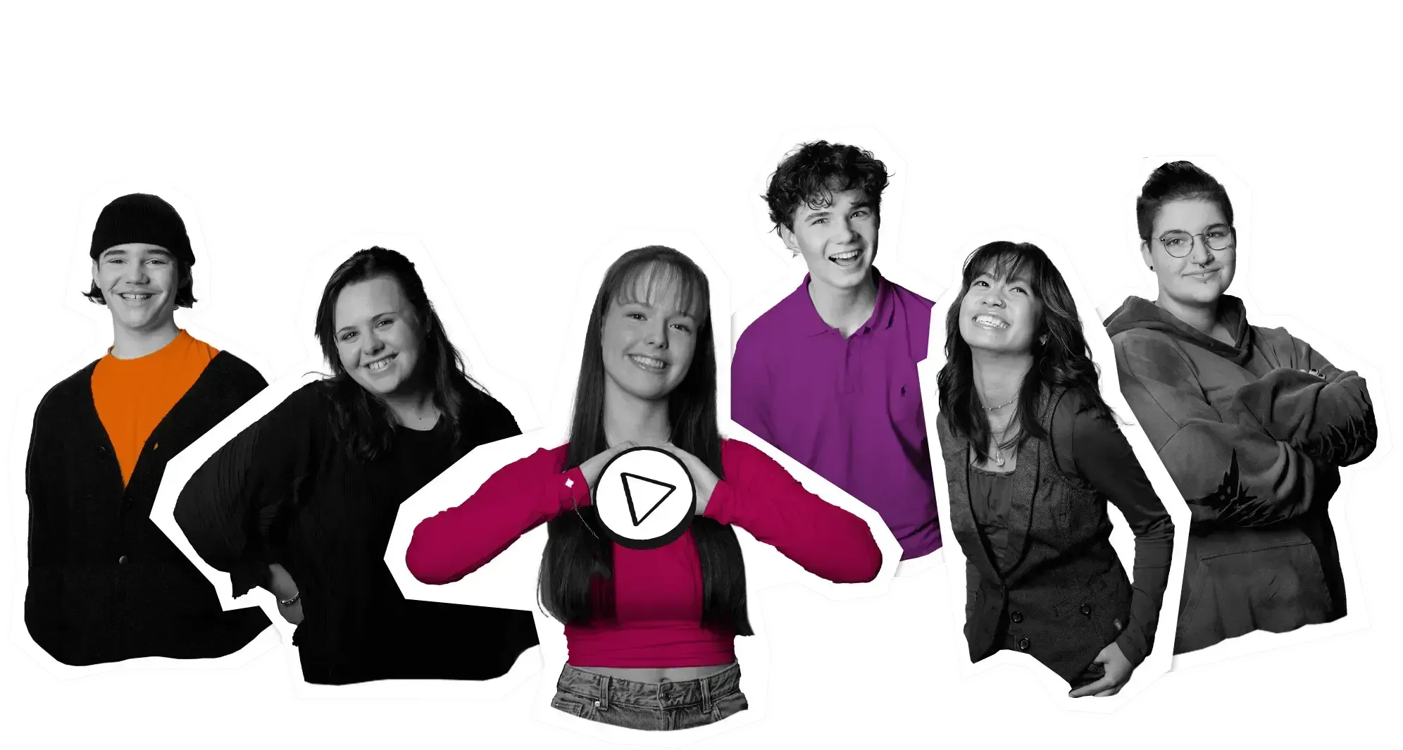 Eine Gruppe junger Menschen l&auml;chelt in die Kamera.